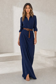 Robe col chemise ceinturée | Lounelle Paris