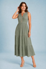 Vestido con escote en V y volantes