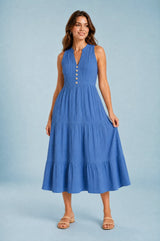 Vestido con escote en V y volantes