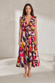 Robe fluide imprimée col V | Lounelle Paris