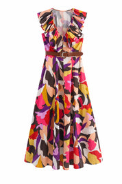 Robe fluide imprimée col V | Lounelle Paris