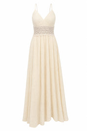 Robe longue abricot col halter dos nu | Lounelle Paris