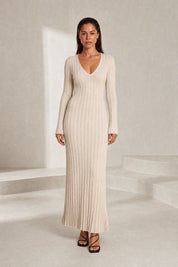 Robe longue abricot col V | Lounelle Paris