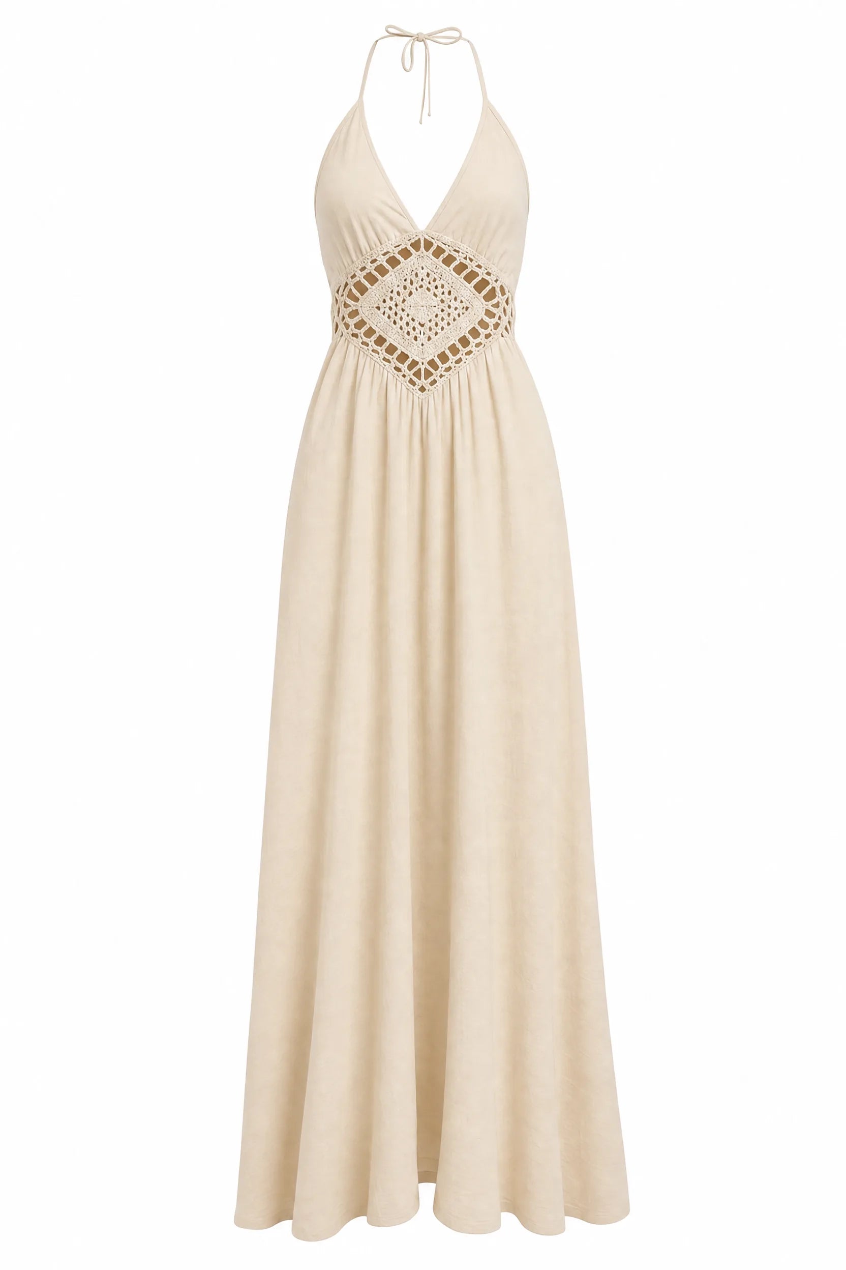 Robe longue Beige col halter | Lounelle Paris