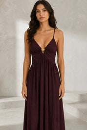 Robe longue bordeaux dos nu | Lounelle Paris
