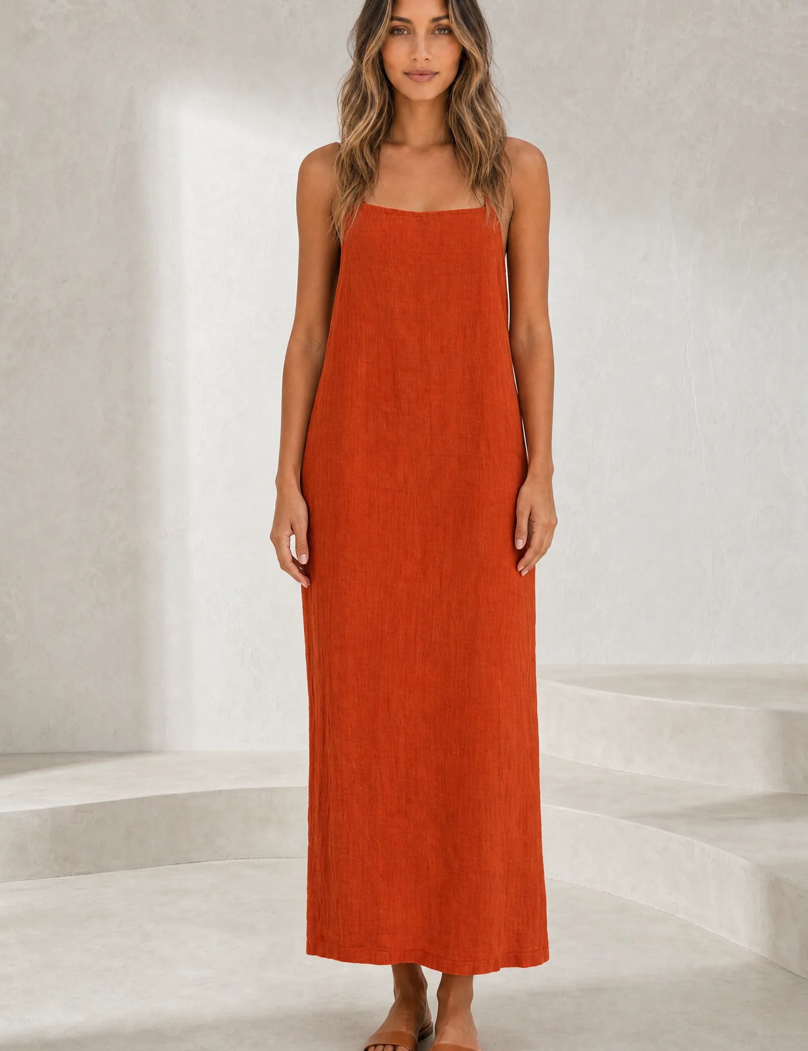 Robe longue bretelles encolure carrée | Lounelle Paris