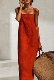 Robe longue bretelles encolure carrée | Lounelle Paris