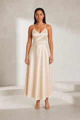 Robe longue champagne fines bretelles