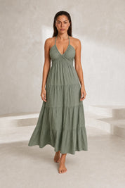 Robe longue col halter dos nu | Lounelle Paris