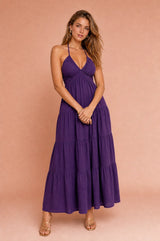 Vestido largo halter con espalda descubierta