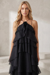 Robe longue dos nu à volants | Lounelle Paris