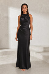 Robe longue dos nu col halter