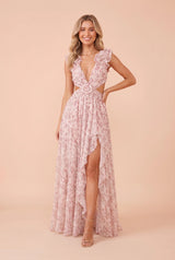 Vestido largo floral con espalda descubierta
