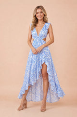 Vestido largo floral con espalda descubierta
