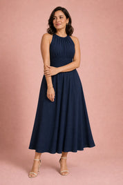 Robe longue fluide taille drapée | Porté sur une autre silhouette | Lounelle Paris