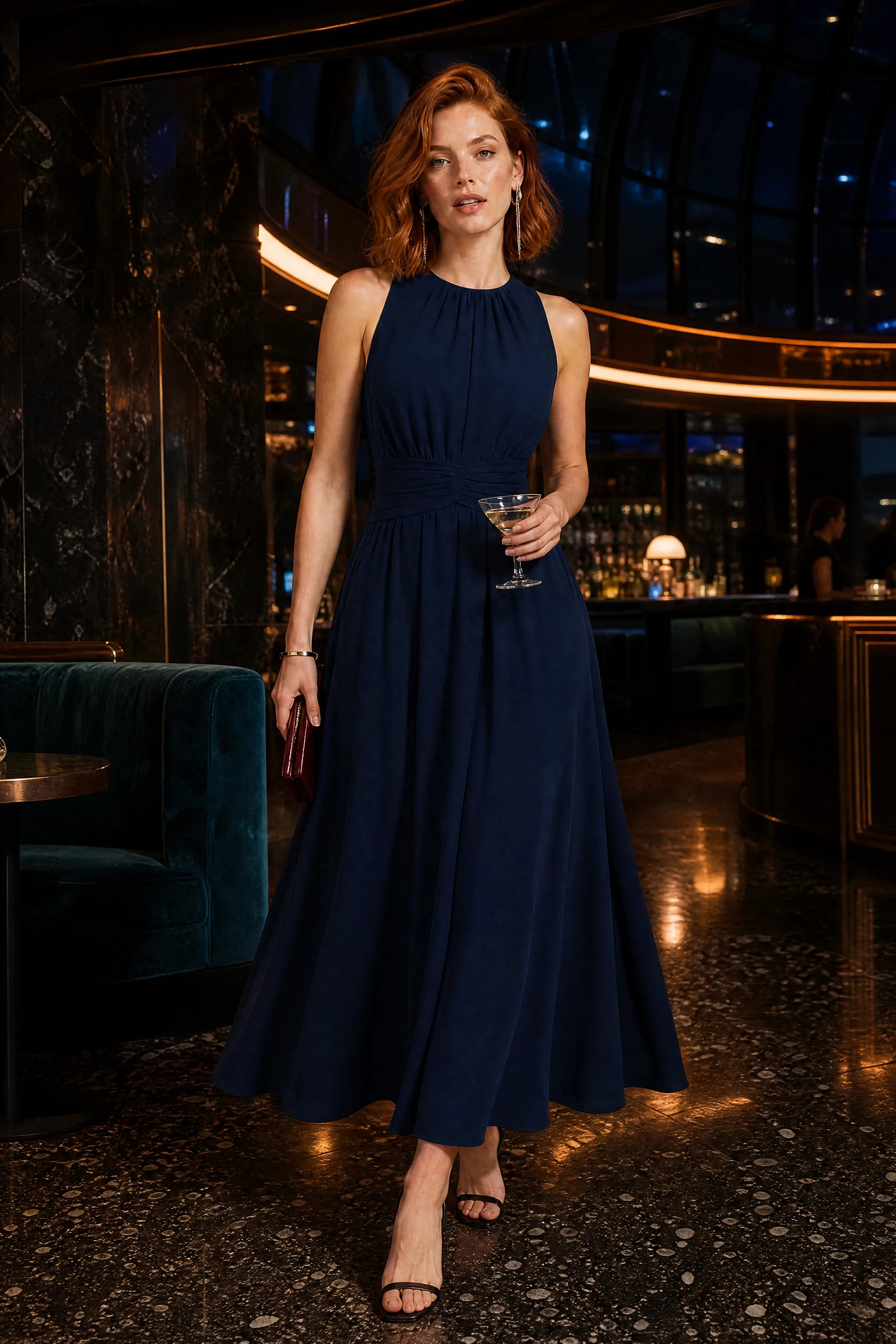 Robe longue fluide taille drapée | Deuxième photo lifestyle | Lounelle Paris