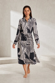 Robe longue imprimée col chemise | Lounelle Paris