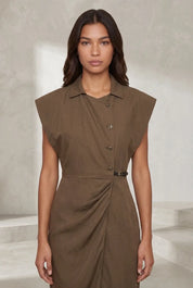Robe longue marron col chemise | Lounelle Paris