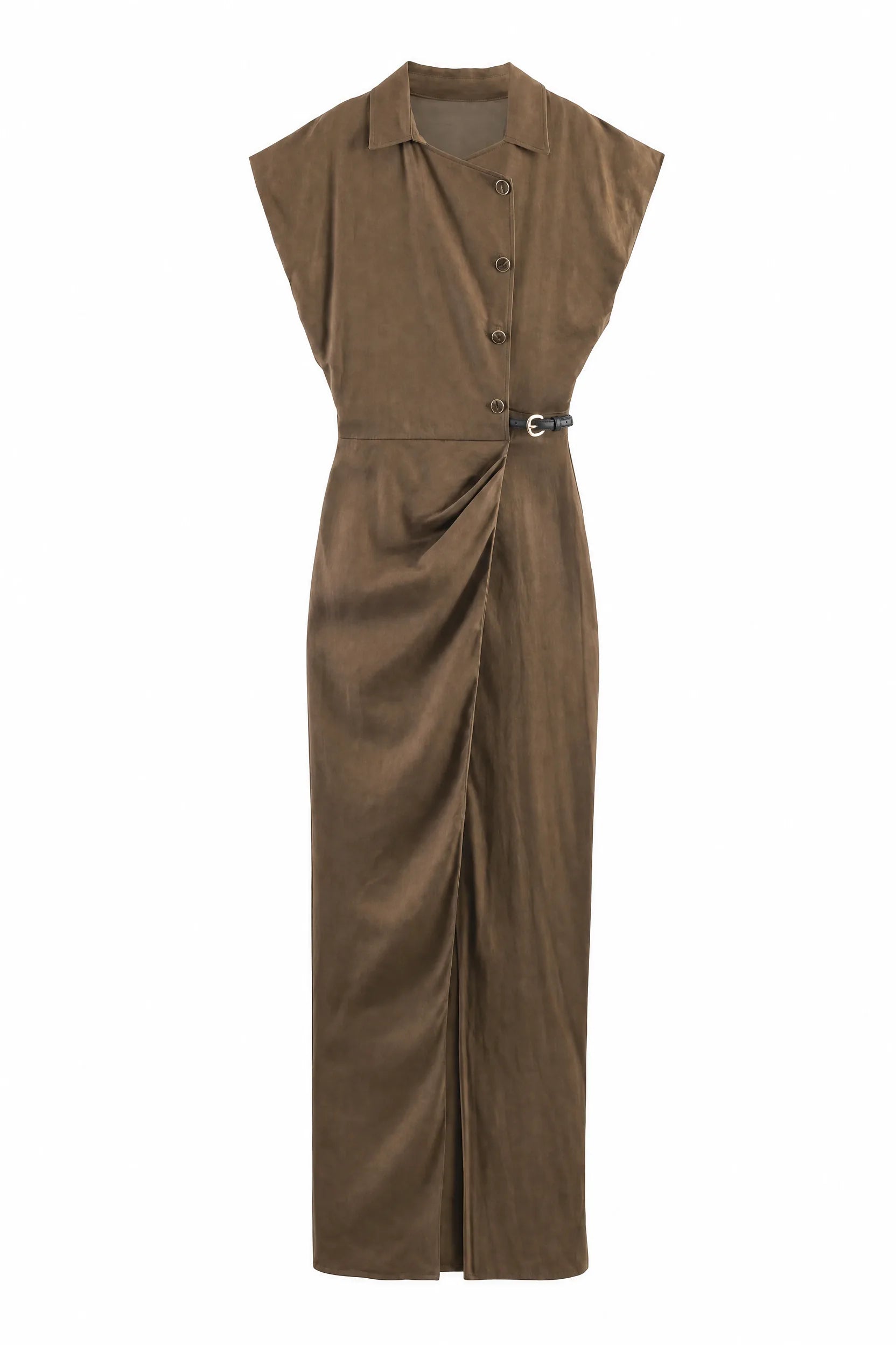 Robe longue marron col chemise | Lounelle Paris