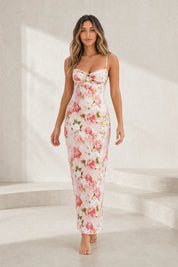 Robe longue rose imprimée dos nu | Lounelle Paris