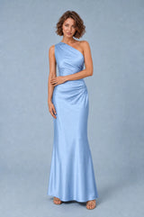 Vestido largo satinado de un hombro