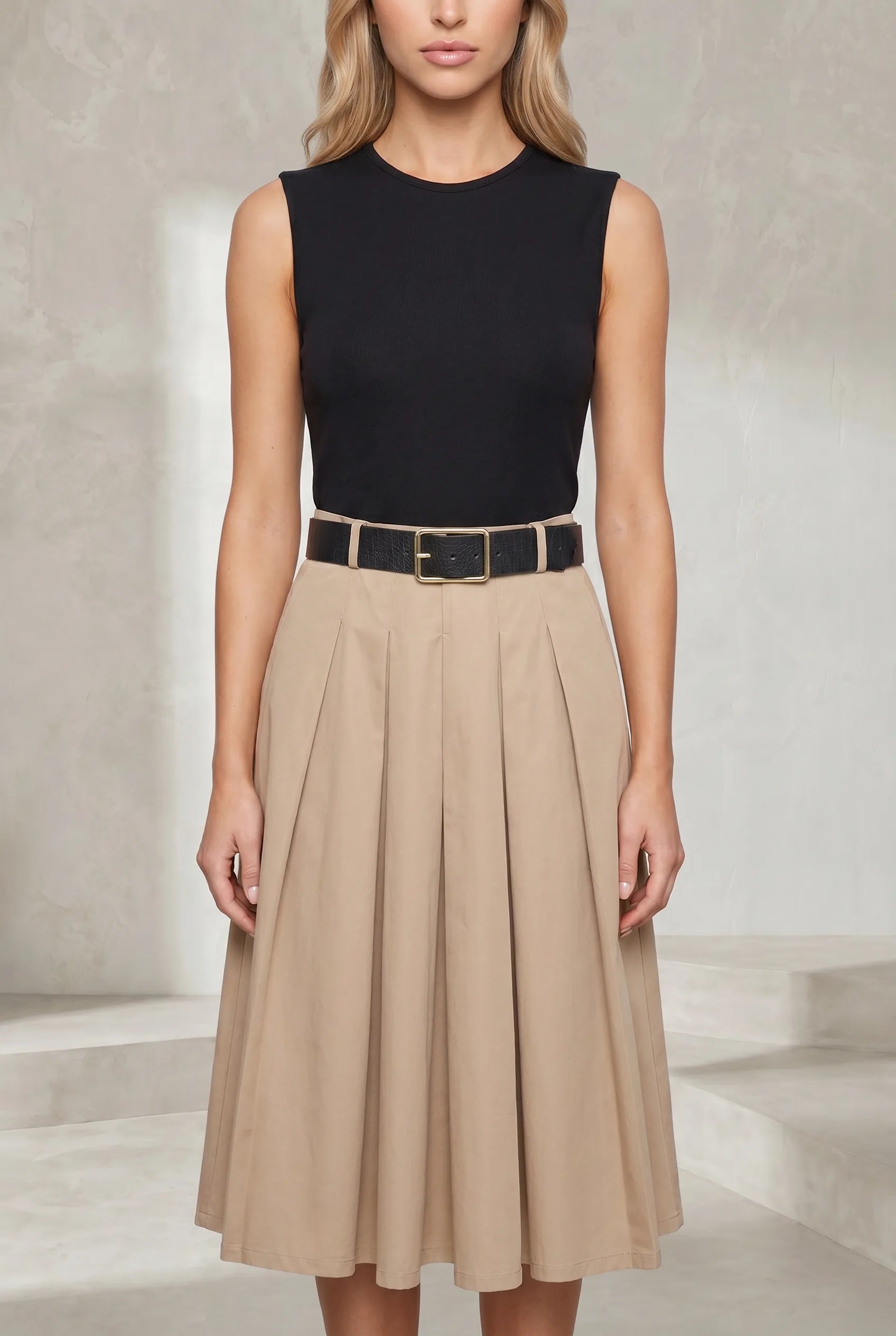 Robe noire bicolore sans manches | Lounelle Paris