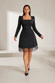 Robe noire col carré tulle | Lounelle Paris