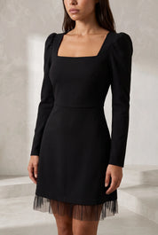 Robe noire col carré tulle | Lounelle Paris