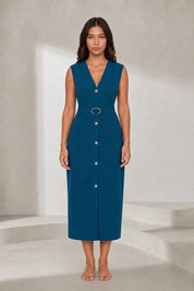 Robe noire col V ceinturée | Lounelle Paris