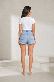 Short en jean bleu taille haute | Lounelle Paris
