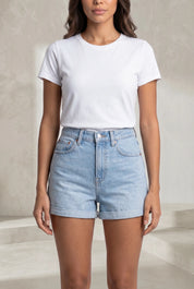Short en jean bleu taille haute | Lounelle Paris