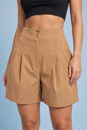 Short plissé taille haute | Vue rapprochée | Lounelle Paris