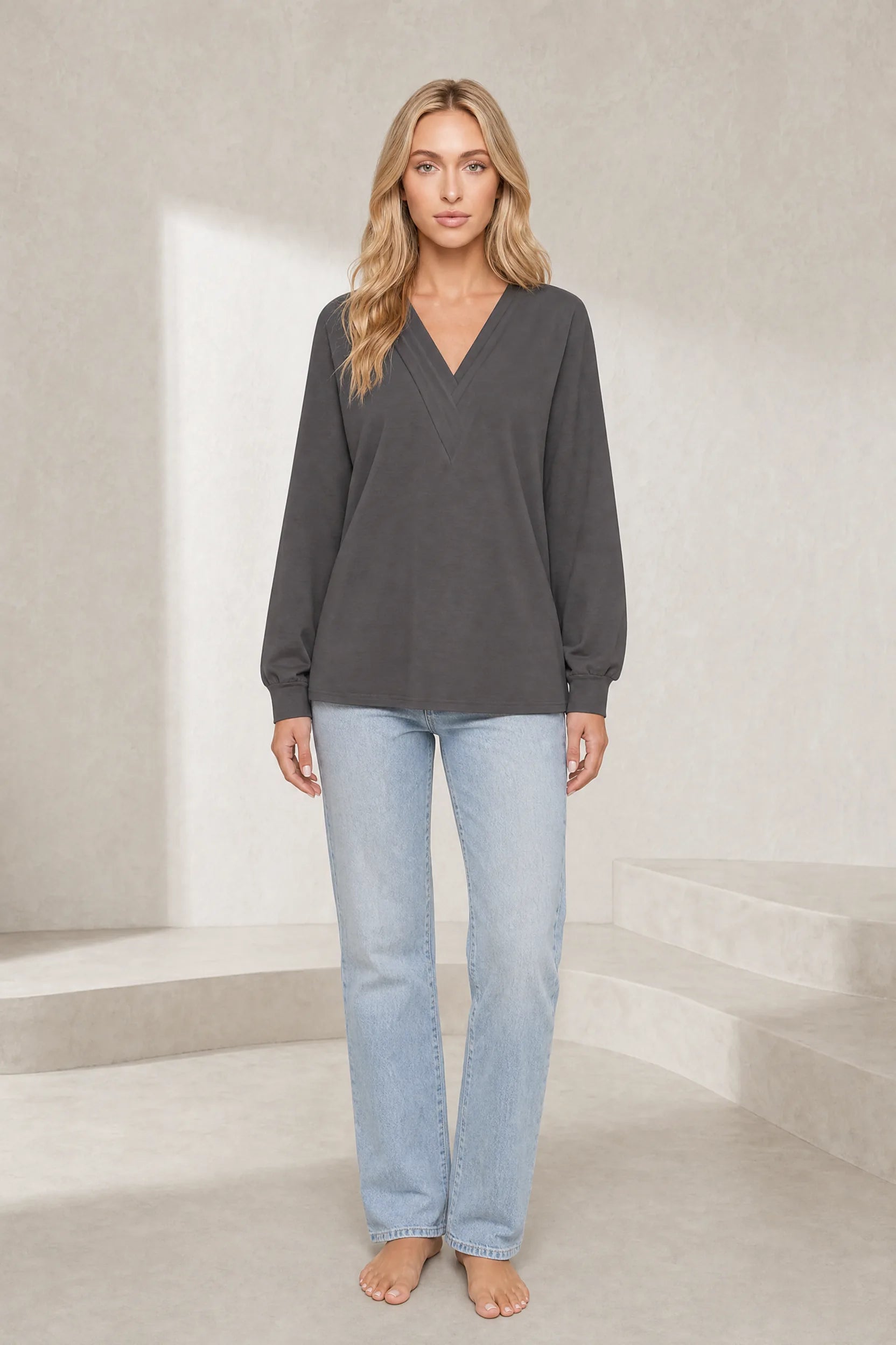 Sweat ample col V croisé | Lounelle Paris
