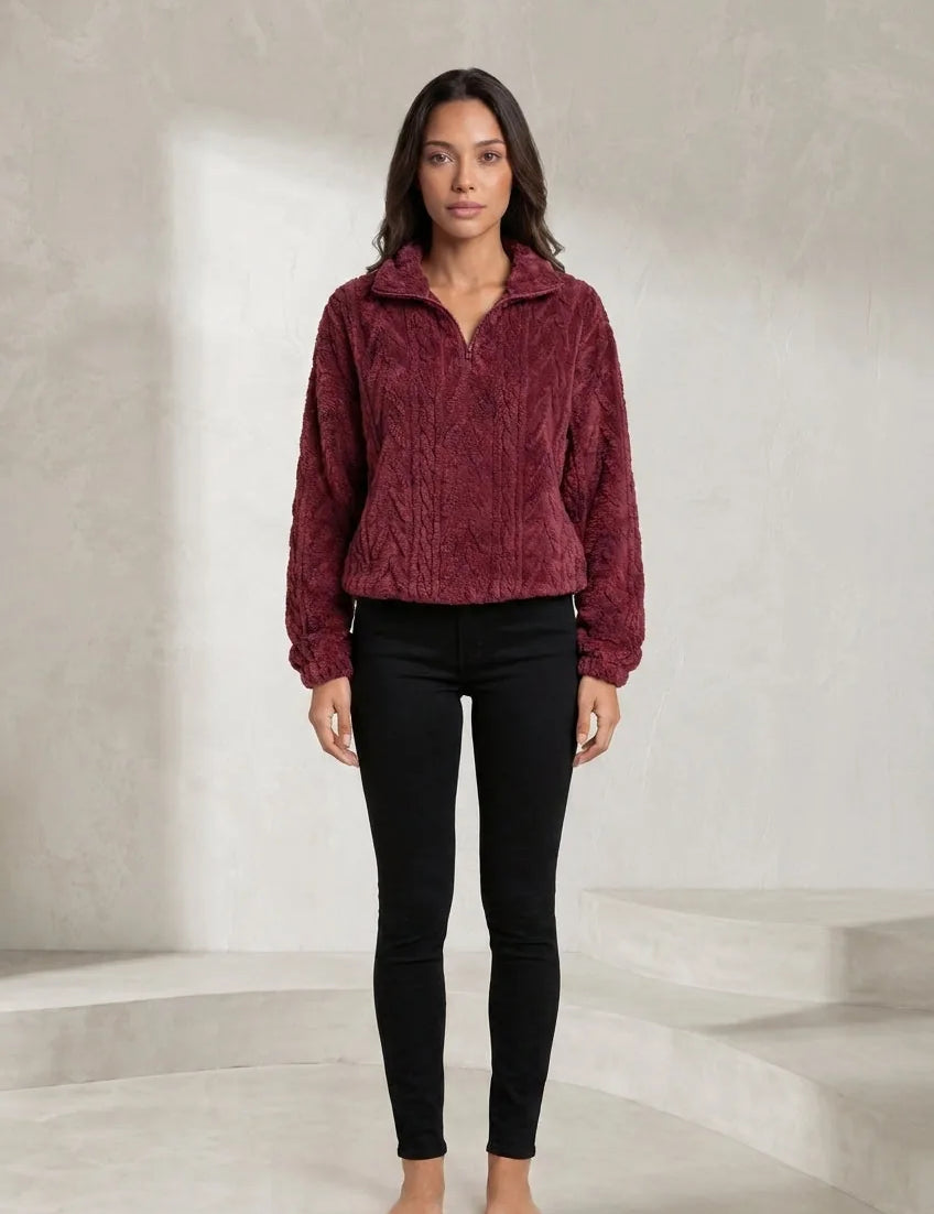 Sweat pelucheux col montant zippé | Lounelle Paris