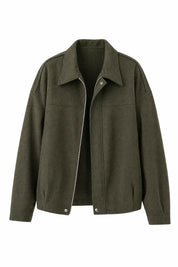 Veste ample vert armée col chemise | Lounelle Paris