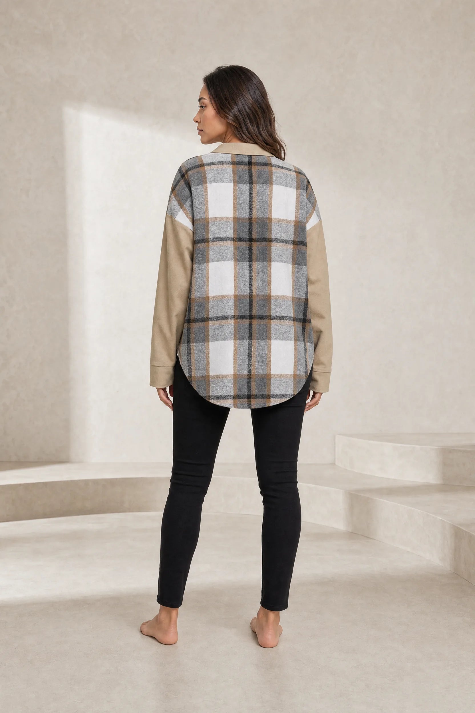 Veste chemise ample à carreaux à carreaux | Lounelle Paris