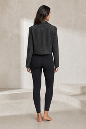 Veste courte suédine zip asymétrique | Lounelle Paris