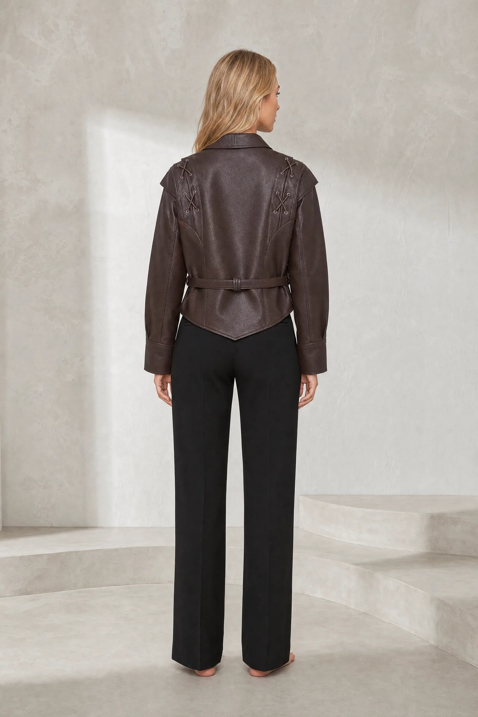 Veste effet cuir col tailleur | Lounelle Paris