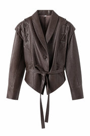 Veste effet cuir col tailleur | Lounelle Paris