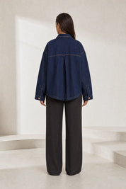 Veste en jean bleu foncé ample | Lounelle Paris