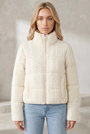 Veste maille beige col montant | Lounelle Paris