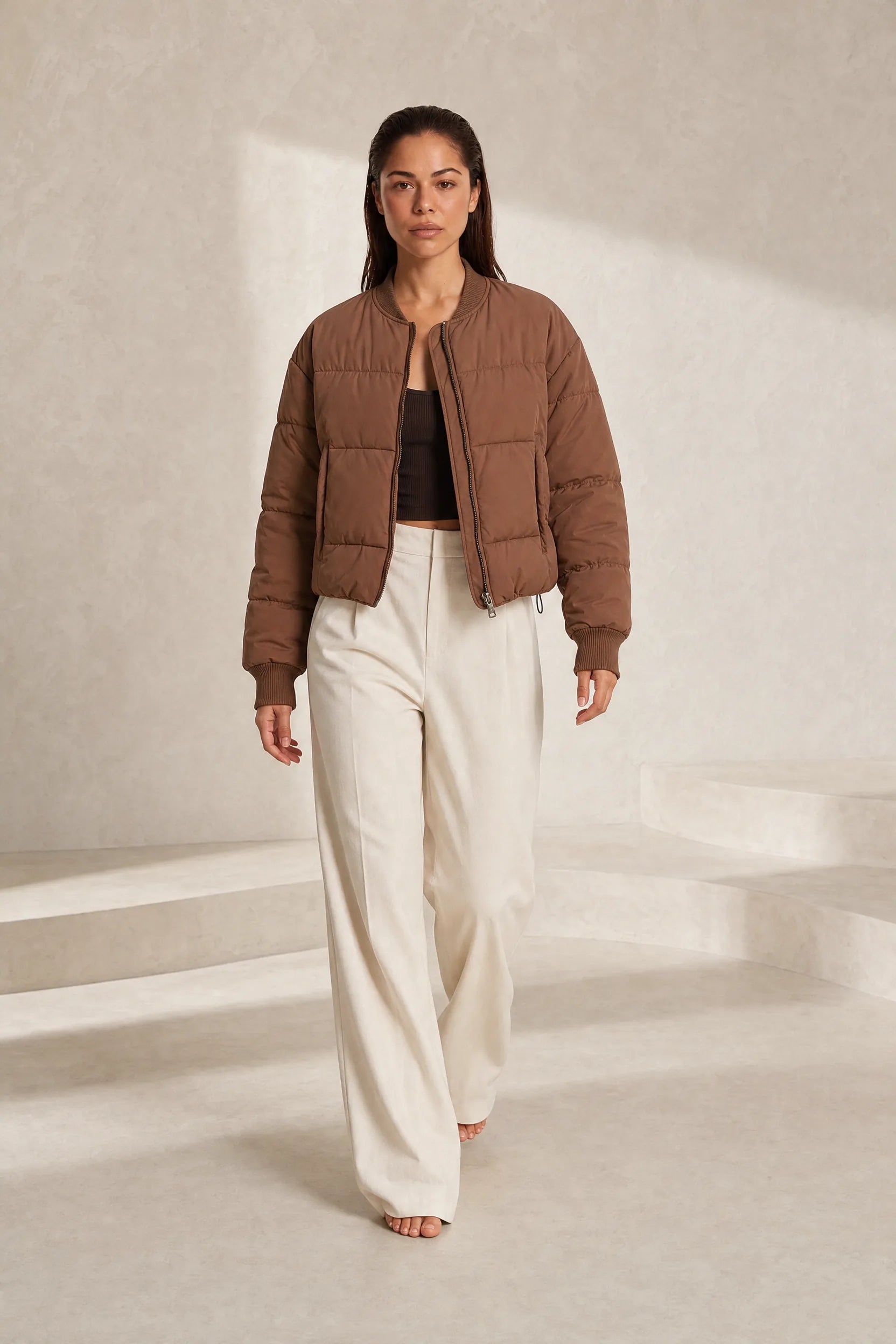 Veste matelassée courte col baseball | Lounelle Paris