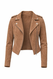 Veste motarde suéde zip asymétrique | Lounelle Paris