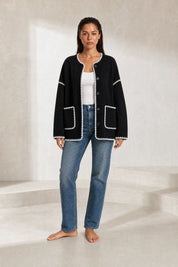 Veste polaire noire bicolore ample | Lounelle Paris