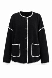 Veste polaire noire bicolore ample | Lounelle Paris